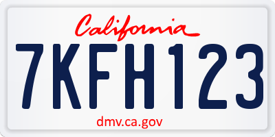 CA license plate 7KFH123