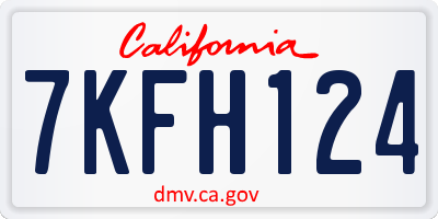 CA license plate 7KFH124