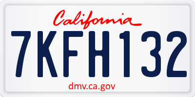 CA license plate 7KFH132