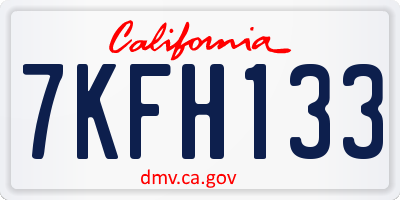 CA license plate 7KFH133
