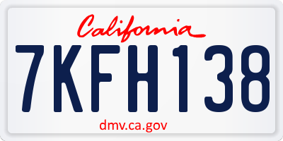 CA license plate 7KFH138