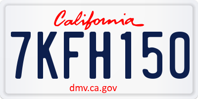 CA license plate 7KFH150