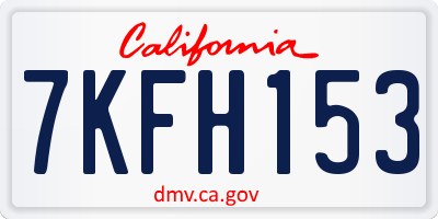 CA license plate 7KFH153