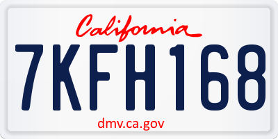 CA license plate 7KFH168