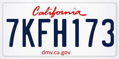 CA license plate 7KFH173
