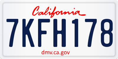 CA license plate 7KFH178