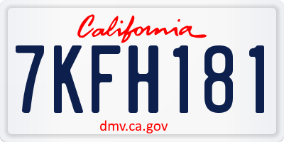 CA license plate 7KFH181