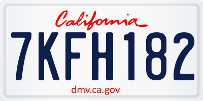 CA license plate 7KFH182