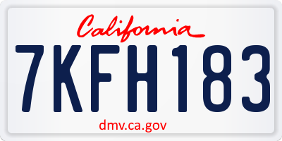 CA license plate 7KFH183