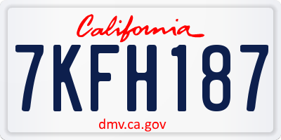 CA license plate 7KFH187