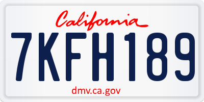 CA license plate 7KFH189