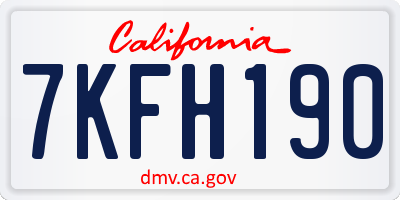 CA license plate 7KFH190