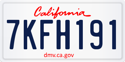 CA license plate 7KFH191