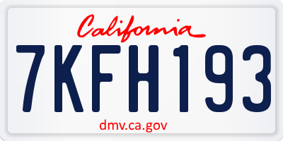 CA license plate 7KFH193
