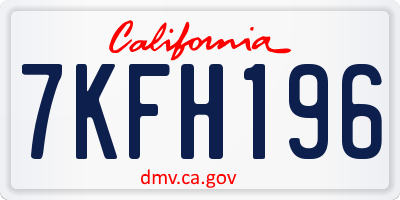 CA license plate 7KFH196