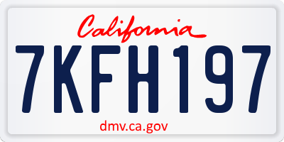 CA license plate 7KFH197