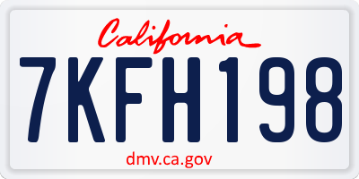 CA license plate 7KFH198