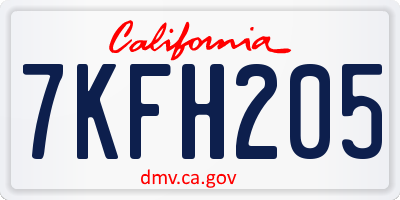 CA license plate 7KFH205
