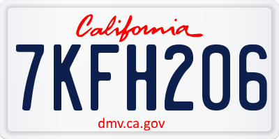 CA license plate 7KFH206