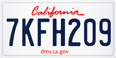 CA license plate 7KFH209