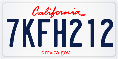 CA license plate 7KFH212