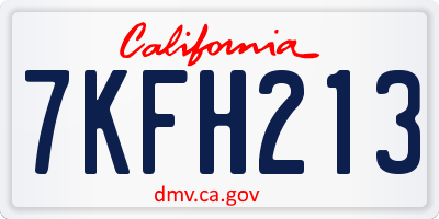 CA license plate 7KFH213