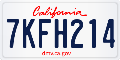 CA license plate 7KFH214