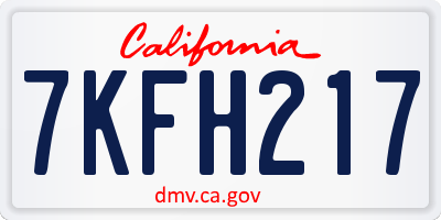 CA license plate 7KFH217