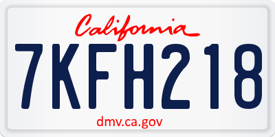 CA license plate 7KFH218