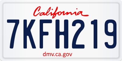 CA license plate 7KFH219