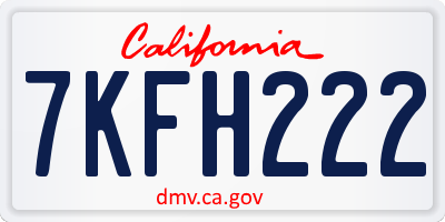 CA license plate 7KFH222