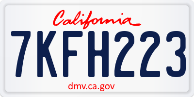 CA license plate 7KFH223