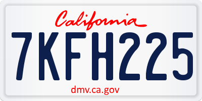 CA license plate 7KFH225