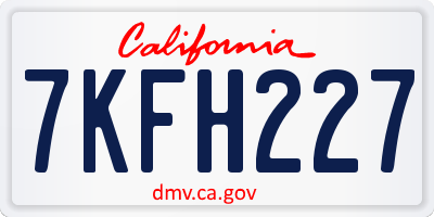CA license plate 7KFH227