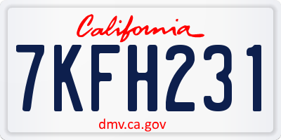 CA license plate 7KFH231