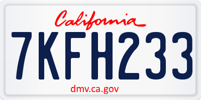 CA license plate 7KFH233