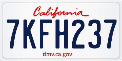 CA license plate 7KFH237