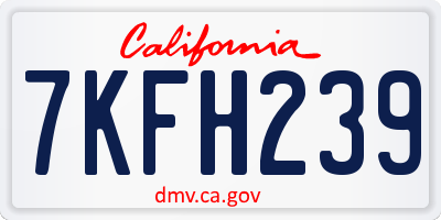 CA license plate 7KFH239