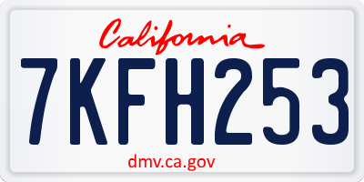 CA license plate 7KFH253