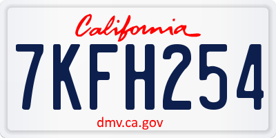 CA license plate 7KFH254