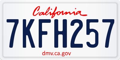 CA license plate 7KFH257