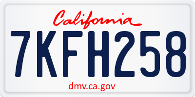 CA license plate 7KFH258