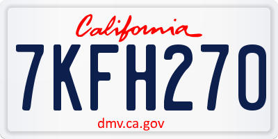 CA license plate 7KFH270