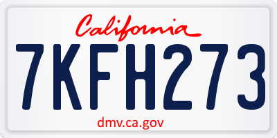 CA license plate 7KFH273