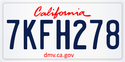 CA license plate 7KFH278