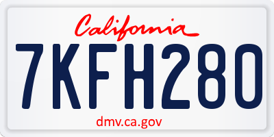 CA license plate 7KFH280