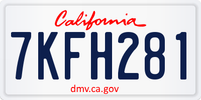 CA license plate 7KFH281