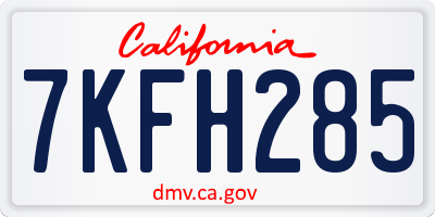 CA license plate 7KFH285