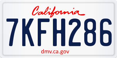 CA license plate 7KFH286