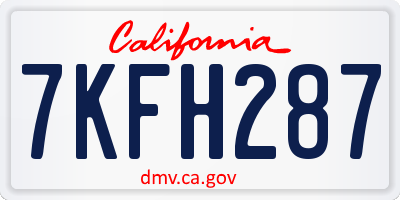CA license plate 7KFH287